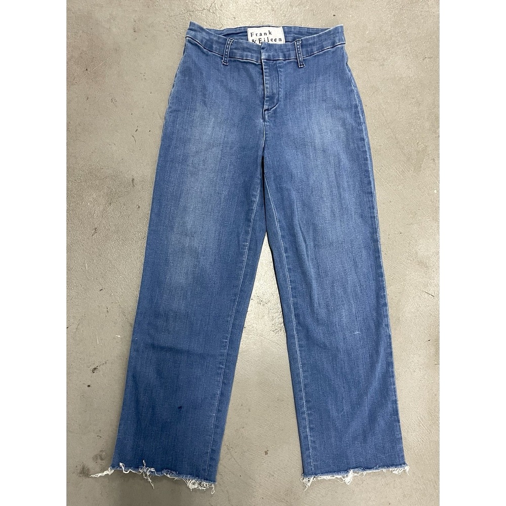 Frank & Eileen Kinsale Jeans Stretch Denim Pants In 1977 Medium Wash Raw Hem 2